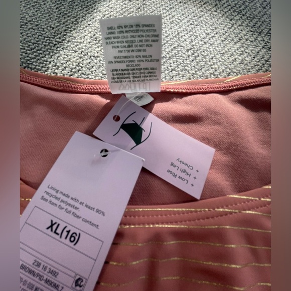 Pink Bikini Bottom with Gold Stripes - Picture 4 of 14